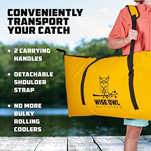 Wise Owl Outfitters Insulated Fish Bag - 40x16 or 68x24 Inch Leakproof Fish Cooler Bag w/Carry Handle - Portable Ice Chest Stores Fish, Food, Beverages for Fishing, Camping, Kayak - Image 6