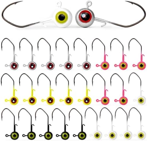 40-Pack Crappie Jig Heads for Fishing - 5 Colors Kit for Panfish, Walleye, Bass 1/32, 1/16, 1/8oz by OJYDOIIIY