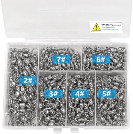 Fishing Barrel Swivels Kit, 300pcs Stainless Steel Rolling Bearing Snap Connector for Saltwater Freshwater Fishing#2#3#4#5#6#7 - Image 2