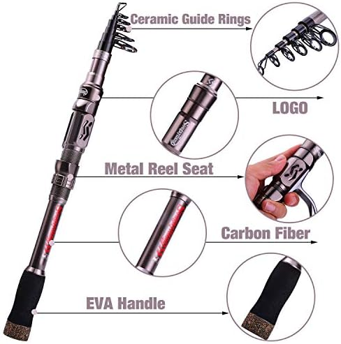 Sougayilang Telescopic Fishing Rod - 24 Ton Carbon Fiber,CNC Machined Reel Seat, Comfortable EVA Handle, Travel Fishing Rod for Bass Trout Fishing - Image 5
