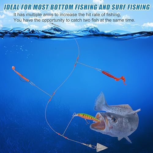 Fishing Leaders Saltwater Tackle Surf Fishing Rigs Bottom Hi-Low Rig High Strength Wire Leader Line with Swivel Snaps Beads Gear Equipment for Lures Bait Hooks - Image 5