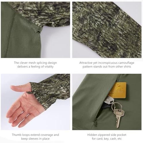 BASSDASH Men’s UPF 50 Performance Fishing Shirt Cooling Hoodie Camo Long Sleeve FS17M - Image 5