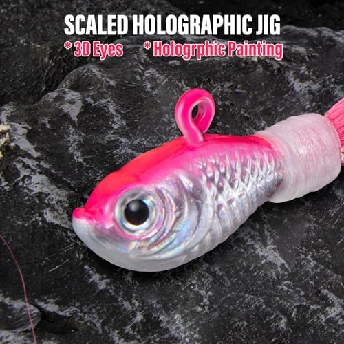 Dr.Fish 3 Pack Bucktail Jig Lure Hair Jig Saltwater Freshwater Lures Surf Fishing Bass Flounder Striper Bluefish Halibut Redfish - Image 6