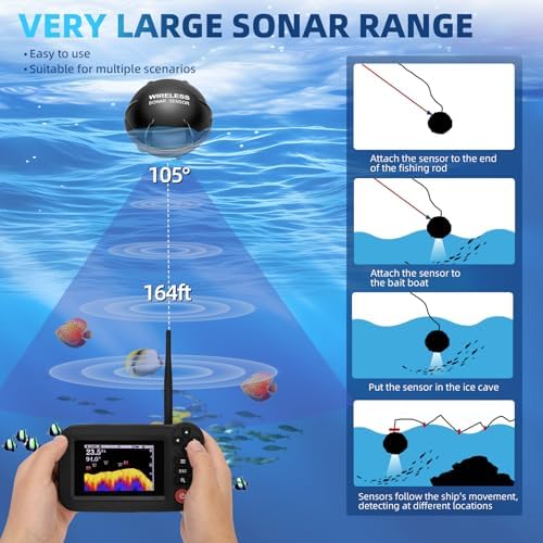 Portable Castable Fish Finder for Kayak with Wireless Sonar Sensor - Image 3