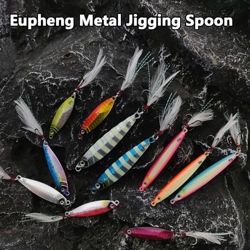 Eupheng Micro Shore Jigging Lure, Metal Jigs Fishing Lures Saltwater, Vertical Jigging & Shore Casting Baits for Tuna Salmon Bass Striper Mackerel - Image 7