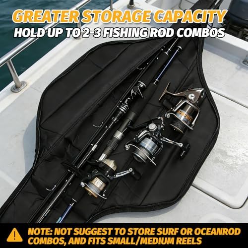 Booms Fishing PB4 4.4ft~5ft Fishing Rod and Reel Case, Portable Folded Fishing Pole Case, 0.6ft/8" Extended Design Fishing Spinning Rod Bag, Store Up to 2~3 Fishing Rods and Reels, 52"~60" - Image 3