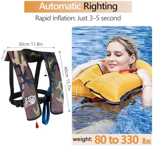 Manual Inflatable Life Jacket for Adults| Supports up to 330 lbs - Image 2