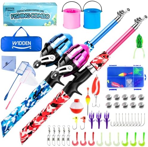 WIDDEN Kids Fishing Pole with Reel Beginner Kit for Boys Girls Ages 3-12 by WIDDENKidsFishingPole