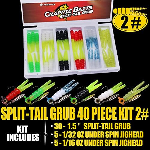 Crappie Jigs and Lures Kit -135 & 40 Piece Set with Plastics, Jig Heads, Split-Tail Grub Baits - Perfect for Crappie Fishing, Panfish Lures - Image 7