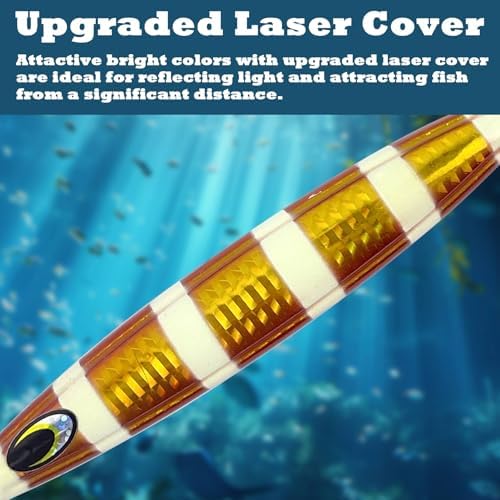 Eupheng Heavy Duty Fishing Jigs Saltwater 200g/300g/400g/500g, Glow in Dark Roller Slow Fall Lead Jig Deep Sea Fishing Jigging Lures for Tuna, Salmon, Sailfish, Grouper Snapper - Image 5