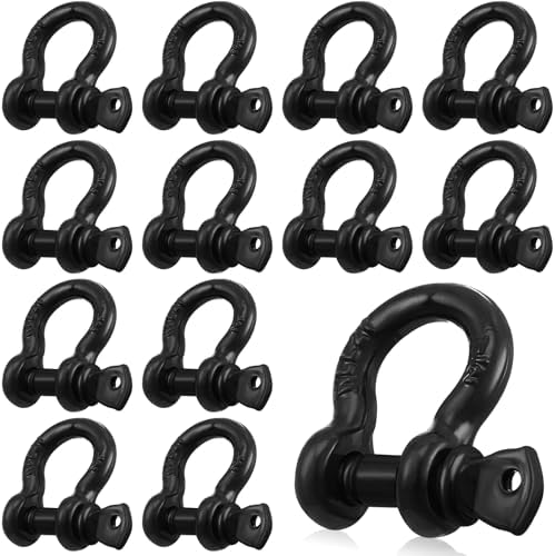 12 Pack 1/2" D Ring Shackle with Screw Pin for Tow Strap Winch by Otoolling