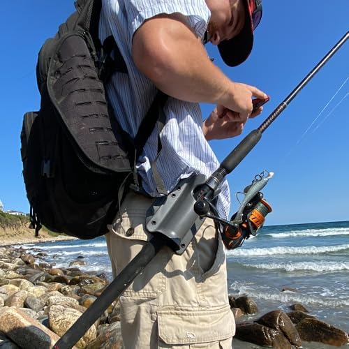 JettyHawk Fishing Rod Hip Holster, Hands-Free Quick-Draw Holder, Fits 1.5-2" Pole, for Spinning, Baitcaster, Centerpin & Surf Rods, Wading & MOLLE Belts - Image 2