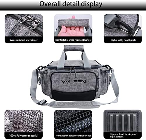 YVLEEN Fishing Tackle Box Bag - Outdoor Large Fishing Tackle Storage Bag - 100% Water-Resistant Polyester Material - Fishing Tackle Bags - Suitable for 3600 Tackle Box - Image 3