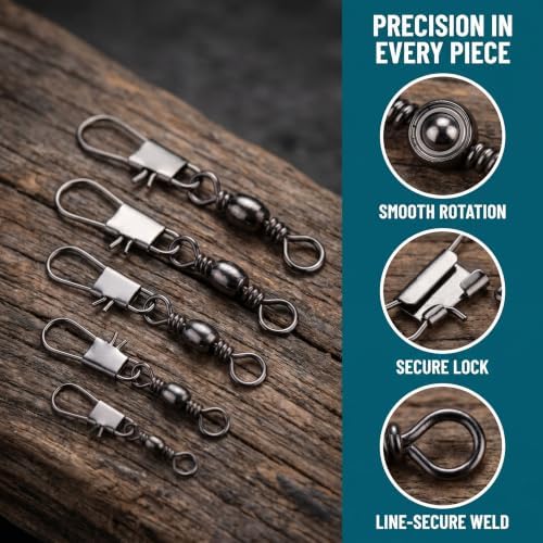 MOBOREST Fishing Swivels Snap Swivels Barrel Swivels with Snaps - Image 6