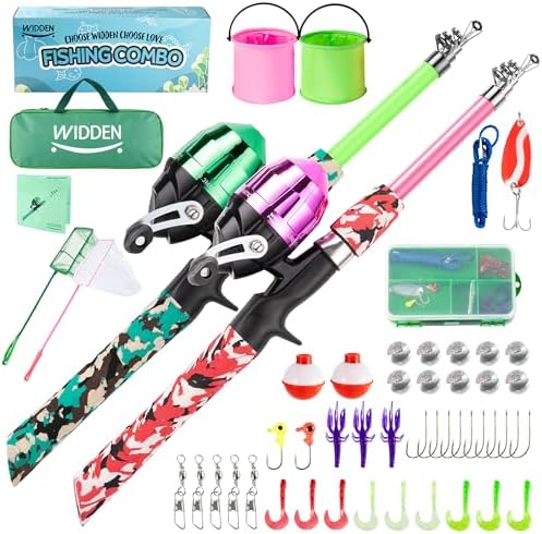 WIDDEN Kids Fishing Pole with Reel Beginner Kit for Boys Girls Ages 3-12 by WIDDENKidsFishingPole
