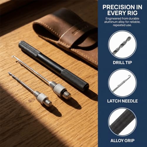 4-Pack Aluminum Alloy Fishing Bait Needle Tool - 2-in-1 Bait Threader and Driller for Carp Rig Setup, Lure Stringer Accessory - Image 4