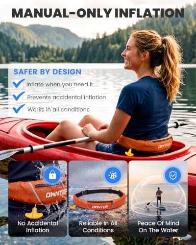 Owntop Manual Inflatable Belt Pack, Adults Swim Jacket with Blowpipe & Whistle, 24g CO2 Cylinder Included, Low Profile for Kayaking, Fishing, Paddle Sports - Image 5