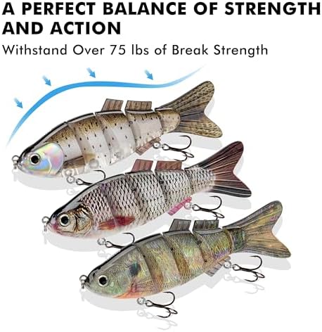 TRUSCEND Swimmax Easy Catch Fishing Lures with BKK Hooks, Wiggling, Vibrating, Rattling and Gurgling for More Bite, Heavy-Duty Dyneema Fiber Jointed Swimbaits for Bass, Trout, Walleye, Crappie, Pike - Image 4