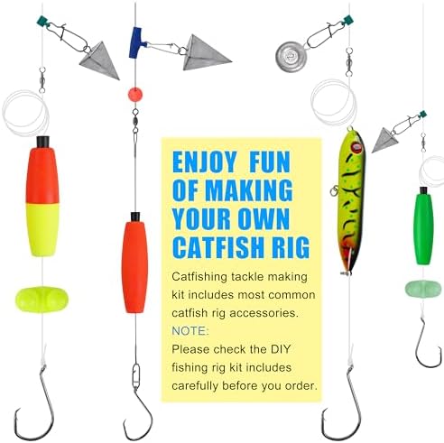Catfish Rigs Catfishing Tackle Making Kit, 91pcs Santee Cooper Rig with Catfish Floats Rattling Line Peg Floats Pyramid Sinker Catfish Rattle Catfishing Rig Equipment - Image 5