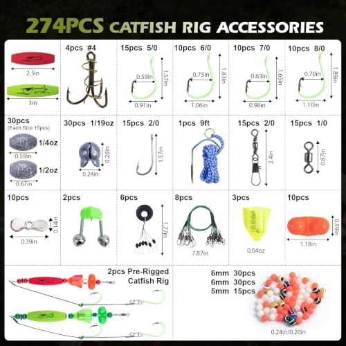 Goture Catfish Rig Making Kit,274pcs/300pcs Catfishing Tackle - Image 2