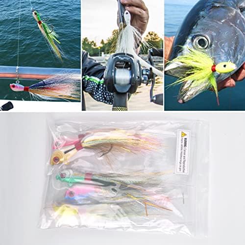 Bucktail Jigs Saltwater Hair Jig Lures, 5pcs Bucktail Jigs Fishing Lures Surf Fishing Jig Head Swimbait Jig Hook for Bass Flounder Striper 1/4oz 1/2oz 1oz 1.5oz - Image 6