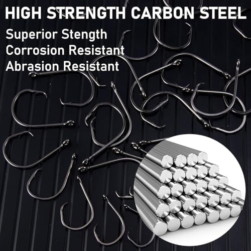 Dr.Fish 50 Pack in-line Circle Hooks Straight Shank Octopus Hooks - Image 7