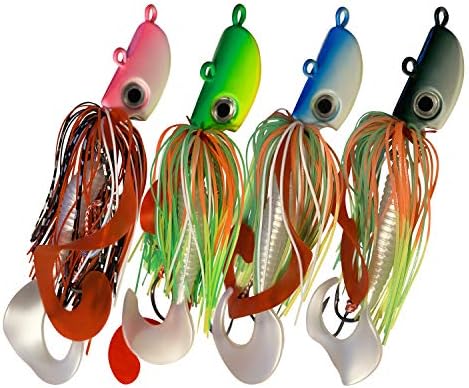 4 New Bearded Buzzbait Bucktail Saltwater Jigs Flounder, Fluke, Bass, Bluefish, Blackfish, Seabass Offshore, Surf Fishing Speed,Slow Jigging,Vertical Pitching Lures by Unknown
