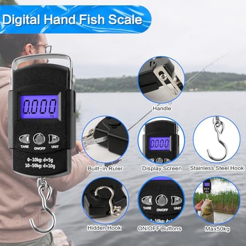 mouhike 113Pcs Fishing Tool Kit, Fishing Bag, Fishing Pliers Hook Remover, Fish Lip Gripper, Fishing Lures Hook Tackle Box, Handheld Digital Scale, Ice Fly Fishing Gear Accessories Set Fishermen Gift - Image 6