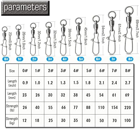 AMYSPORTS Duo Lock Snap Fishing Swivels Stainless Barrel Swivels Fishing Lure Snap Swivels Ball Bearing Swivels Fishing Tackle for Saltwater Fishing Freshwater Fishing - Image 6