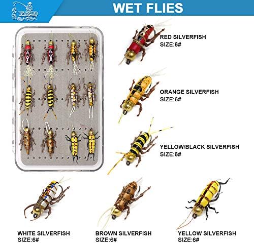 YZD Fly Fishing Flies Realistic Dry Wet Nymph Trout Flies Hand Tie Lures Kits 12/26/48 Pcs… - Image 3