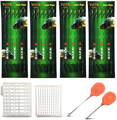 YOTO 24PCS-Carp-Fishing-Hair-Rigs,Carp Fishing Gear with Wide Gape Hook,Zig Rigs Carp Fishing Kit with Carp Accessories by YOTO