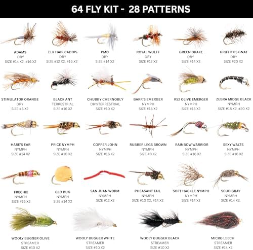 64-268 Piece Fly Fishing Flies Kit | Premium Hand Tied Trout Flies Assortment | Dry Flies, Nymphs, Streamers, Wooly Buggers, Terrestrials | Fly Box, Fly ID Card | Bass, Panfish - Image 2