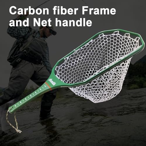 Aventik Fly Floating Fishing Net Carbon Fiber Landing Trout Net Light Weight Clear Rubber Ghost Net Catch & Release - Image 4