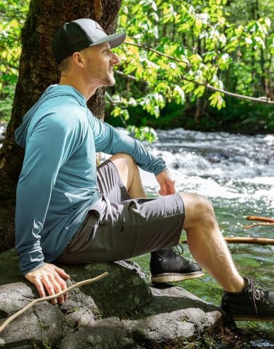 Pudolla Men's Sun Protection Hoodie Shirts UPF 50+ Fishing Hiking Shirt - Image 3