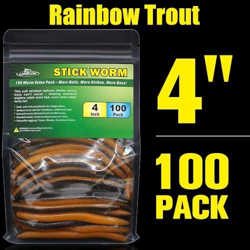 Wacky Worms Soft Plastic for Bass Fishing Lures–100 Pack 4" & 5" Stick Baits Wacky, Texas, Neko & Drop Shot Rigs–Bulk Soft Lure - Image 7