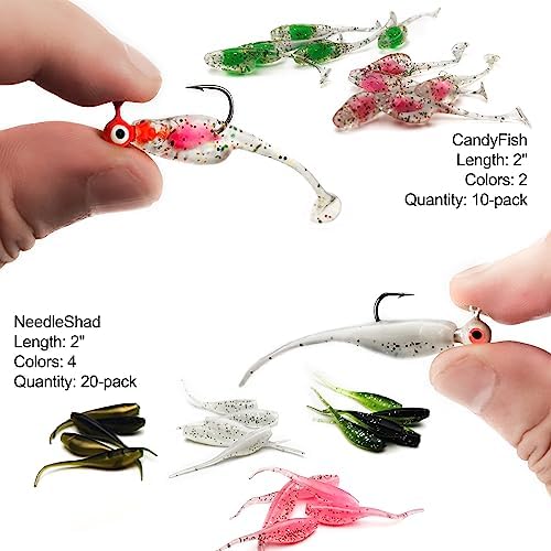 Crappie Tube Lures Jig Heads Soft Plastic Baits Worms Kit - Image 4