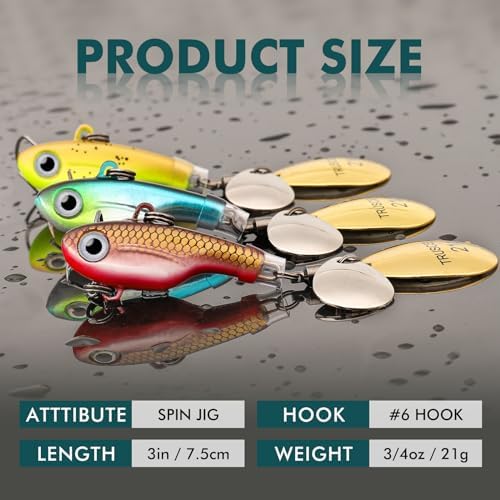 TRUSCEND Swim or Jig Fishing Spinner Baits for Freshwater and Saltwater, Rooster Tail Fishing Lures for Trout Bass Walleye Crappie Salmon Pike, Blade Bait with Copper Blade - Image 5