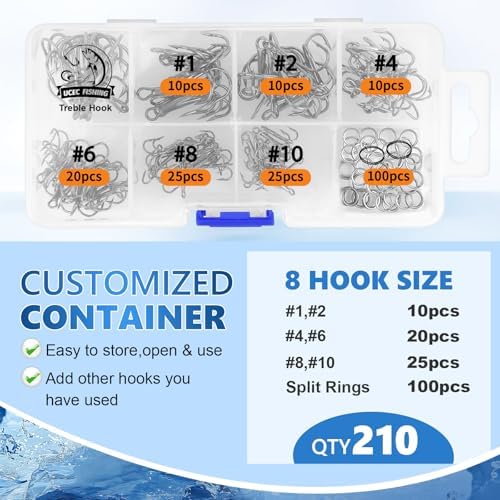 UCEC Fishing Hooks Treble Hooks for Trout Saltwater Freshwater Fish Hook - Image 3
