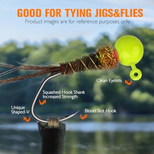 Dovesun 100pcs Fly Tying Jigs Kit, Jig Heads for Fly Fishing 1/124oz 1/80oz 1/64oz 1/32oz 1/16oz Jig Head Small Fly Fishing Hooks DIY Lure Making Kit Suit for Tying Flies | Crappie Lures - Image 3