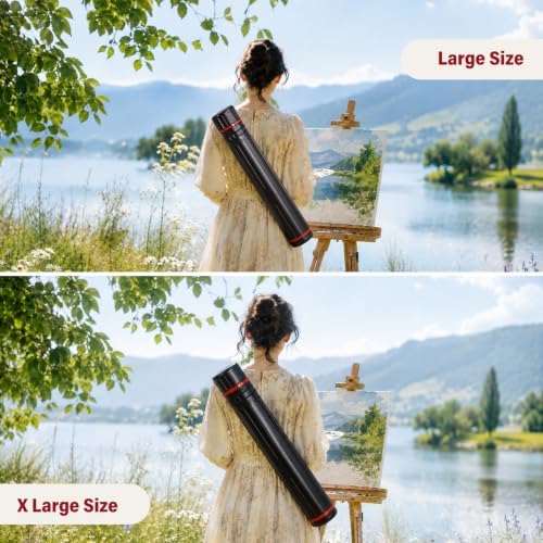 DEWEL 2Pcs Adjustable Poster Tube 30"-51" and 25"-42.5", Waterproof Plastic Fishing Rods Storage Tube, Telescopic Poster Roll Artist Drawing Tube with Strap for Drawing, Blueprints, Maps, Flip Chart - Image 2