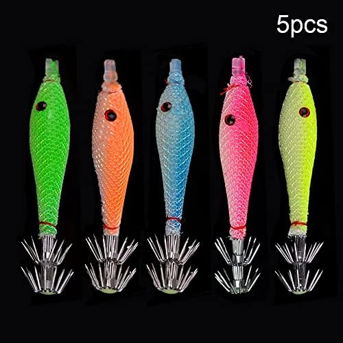 5pcs Luminous Squid Jigs Saltwater, Octopus Squid Jigs Night Fishing Lures - Image 2