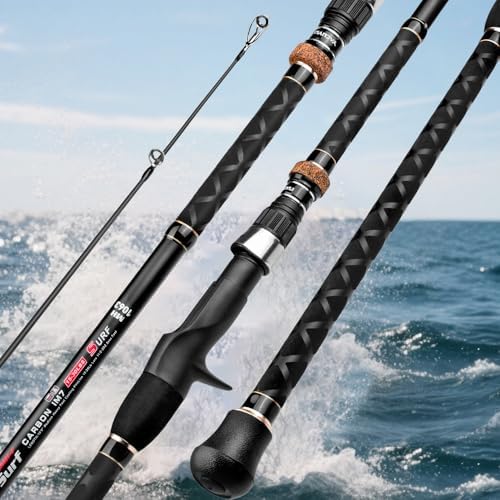 PROBEROS Surf Fishing Rod - Casting Spinning Fishing Rods with Tube(Case) 3 Piece 9'/10'/11'/12' Carbon Saltwater Travel Surf Spinning Rods - Image 2