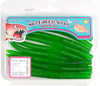 5" Stick Worms for Bass Fishing, Soft Plastic Wacky Worms, Durable Baits for Texas Carolina Rig, Freshwater Saltwater Lures by Unknown