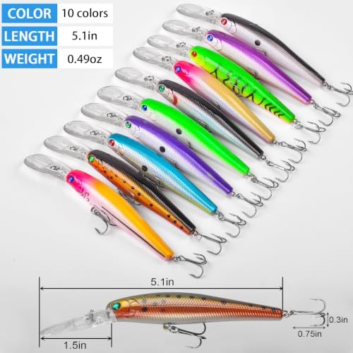 Fishing Lures Deep Diving Crankbait Rattle Minnow Jerkbait Walleye Lures - Image 4