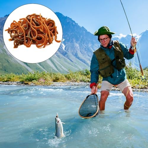 100 Pcs 3.3inch Soft Worms Fishing Lure Baits, Earthworm Baits Lifelike Fake Bloodworm,Fresh Water Fishing Bait - Image 7