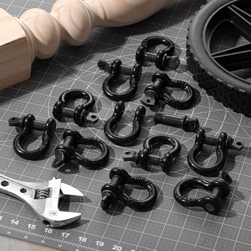 12 Pack 1/2" D Ring Shackle with Screw Pin for Tow Strap Winch - Image 6