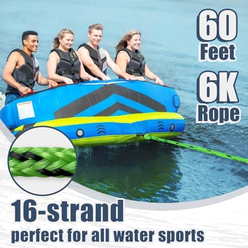 Boat Tow Rope 60ft 1-6 Riders, Floating Ropes for Towable Tubes - Image 2