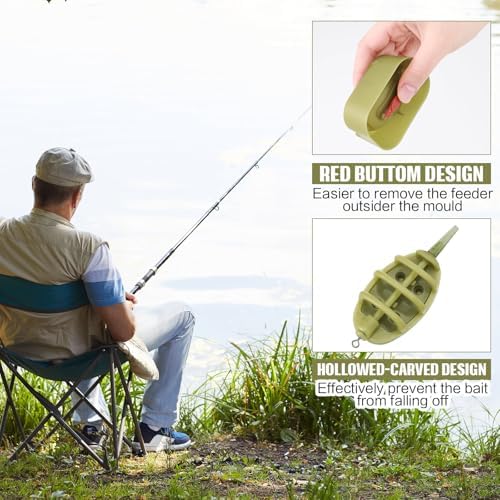 10 Pcs Carp Fishing Method Feeder Set 8 Pcs Inline Method Feeders with 2 Quick Release Mould Holder Carp Feeder Accessories Tackle Equipment - Image 4