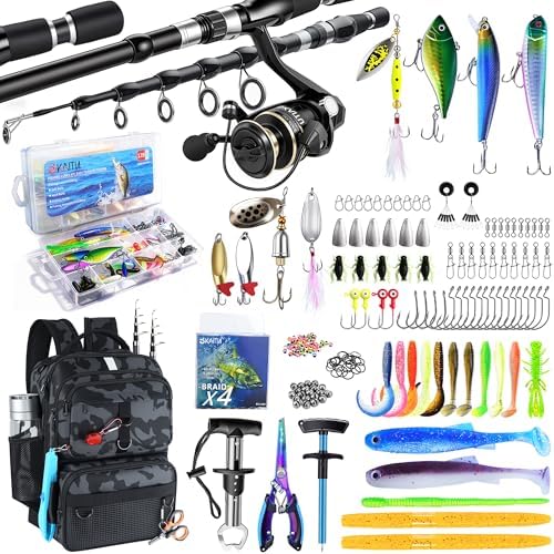 Fishing Backpack with Tackle Boxes and Rod, Fish Lure Kit and Tool by Skaitufollowus