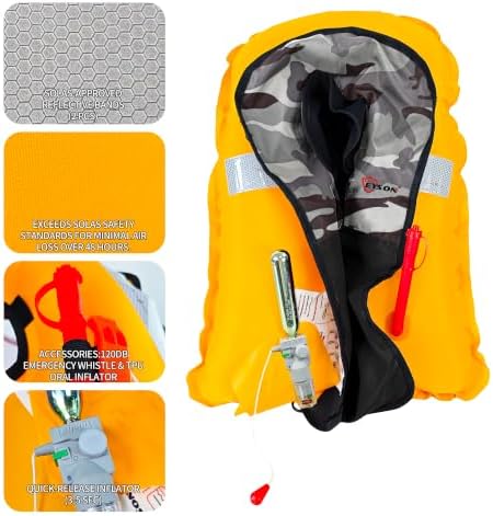 Automatic Inflatable Life Jacket,Preserver PFD for Adults,Life Vest for Adult,Supports Weight up to 330 pounds - Image 4